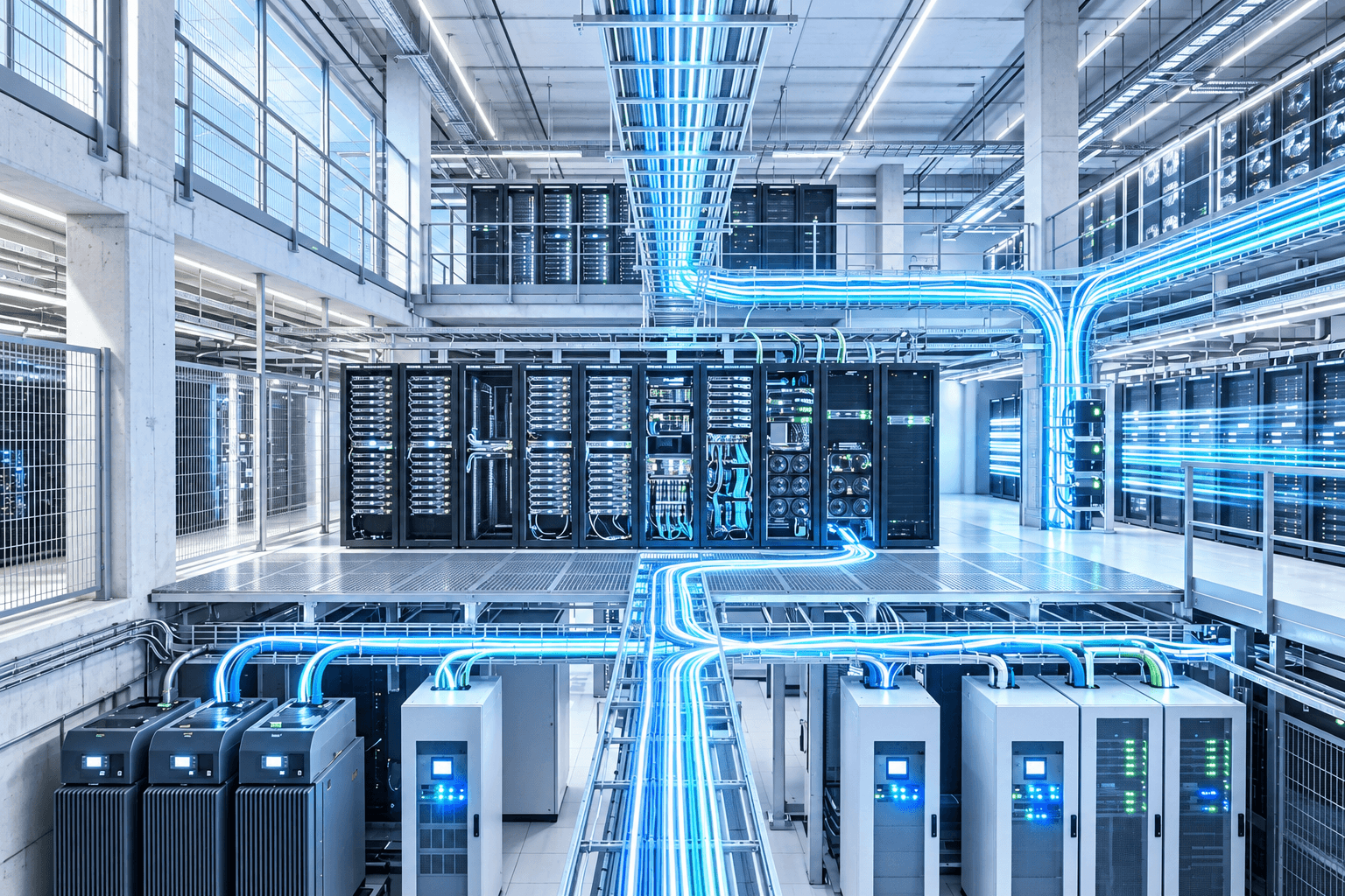 Centro de datos con rutas redundantes de recuperación cloud